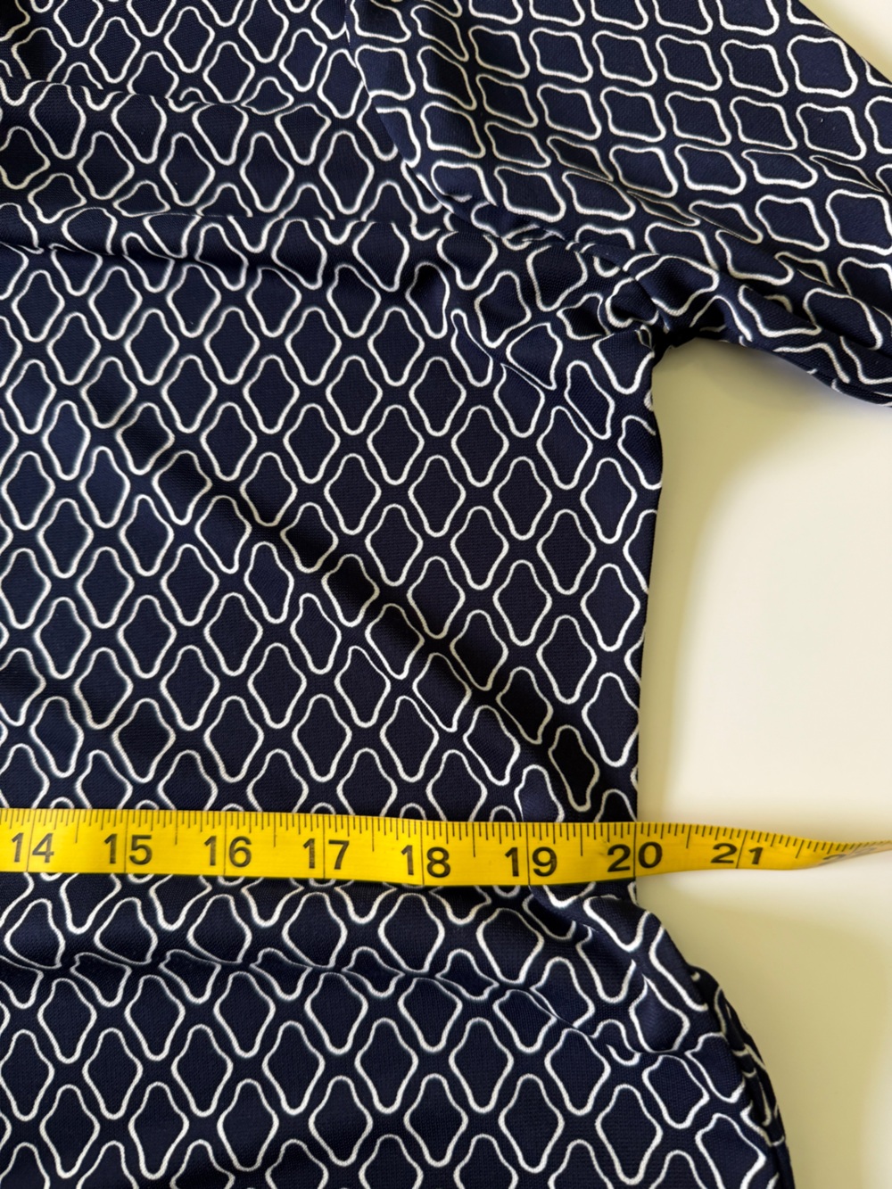 Talbots Navy and White Geometric Tie-Waist Long Sleeve Shirt Dress Large - Picture 9 of 12